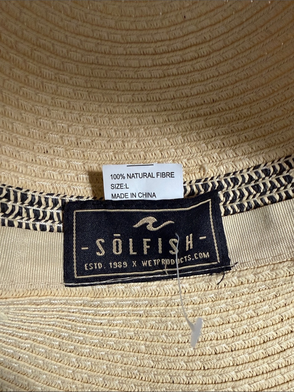 Solfish Natural Straw Wide Brim Sun Hat - Picture 7 of 15